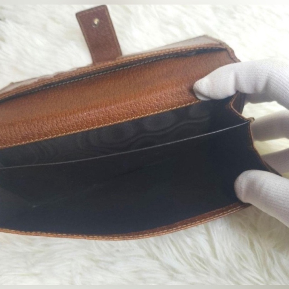 GUCCI Leather Long Continental Wallet, GG Canvas Bambo Interlocking Turnlock EUC - Picture 12 of 15